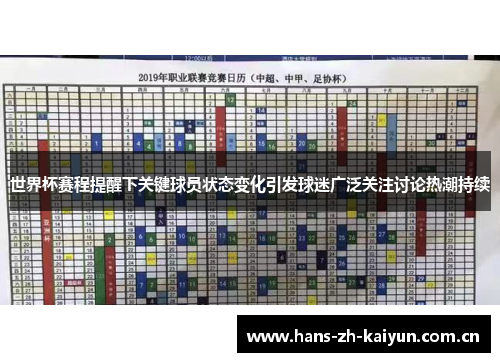 世界杯赛程提醒下关键球员状态变化引发球迷广泛关注讨论热潮持续 世界杯赛程提醒下关键球员状态变化引发球迷广泛关注讨论热潮持续